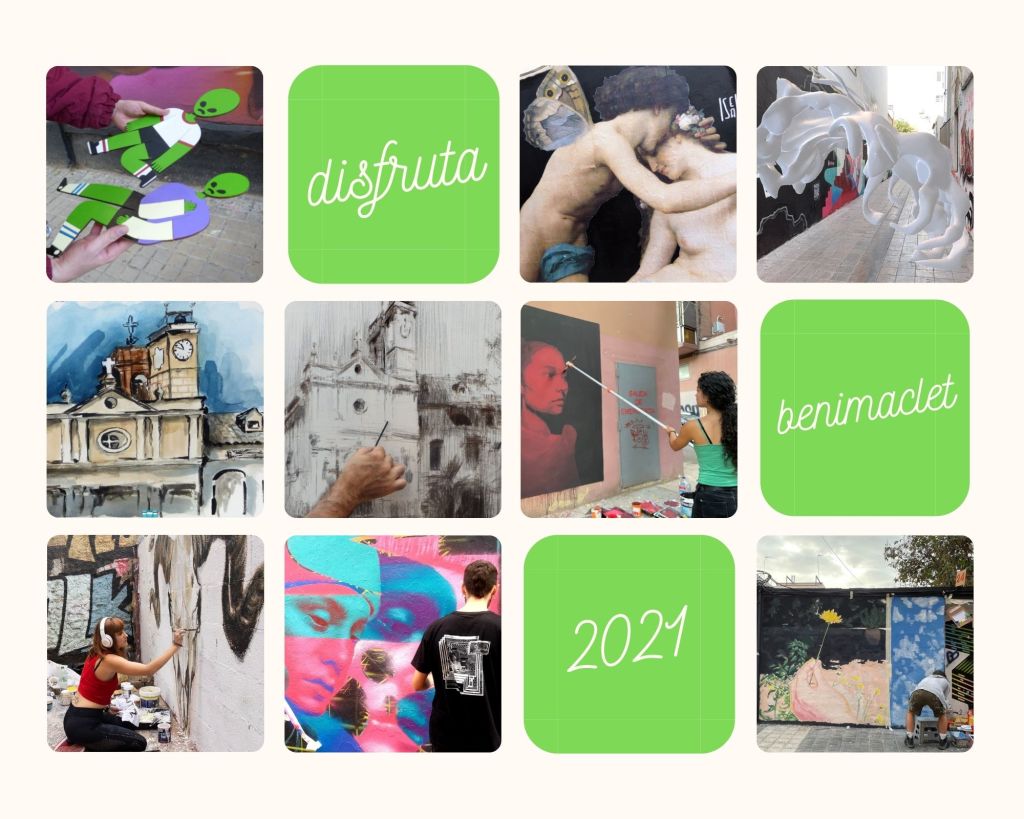 Collage con intervenciones artísticas en Benimaclet en 2021.