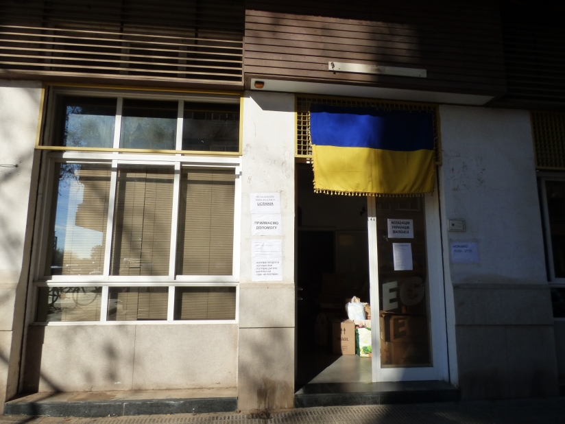 Fachada de la sede de la Asociación Ucraniana de la Comunitat Valenciana, en Benimaclet.
